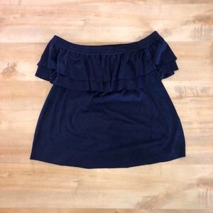 SoHo off the shoulder top navy blue large polyester/spandex blend